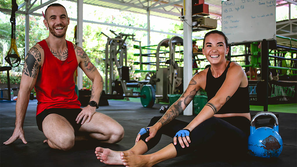 Sam during personal training with Tony - FitKoh Koh Samui - Fitness trips Koh Samui - Fitness vacation in Thailand for Travelling Athletes