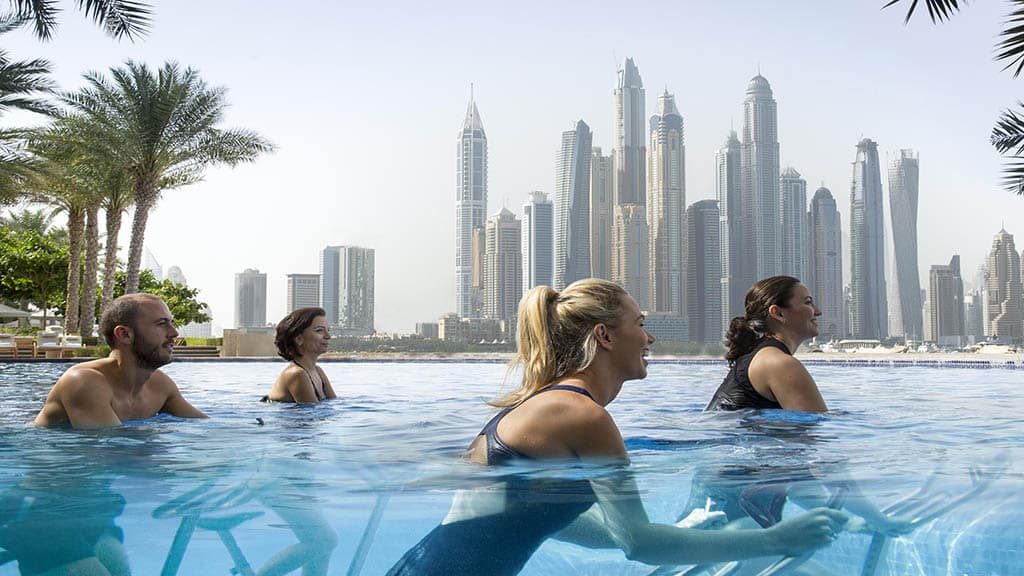 Fairmont The Palm_Dubai with Travelling Athletes The Palm_AquaSpin Landscape - Fitness Holiday Dubai - Fitness Holiday Dubai